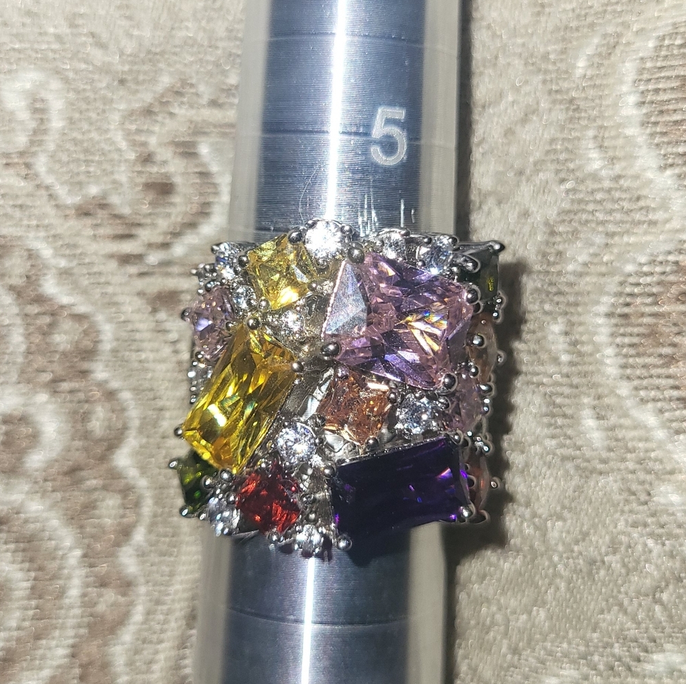 .925 Sterling Multicolor Gemstone Ring